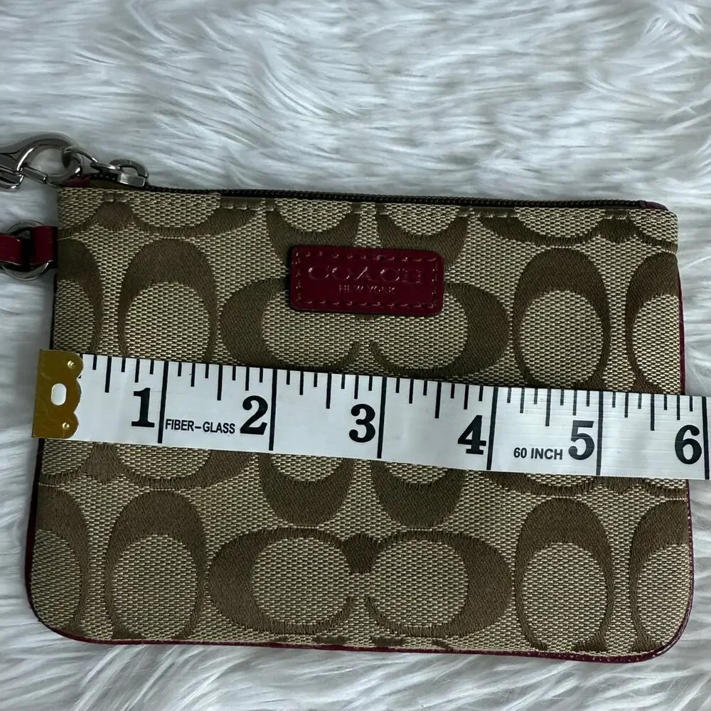 COACH Brown Red Canvas Wristlet